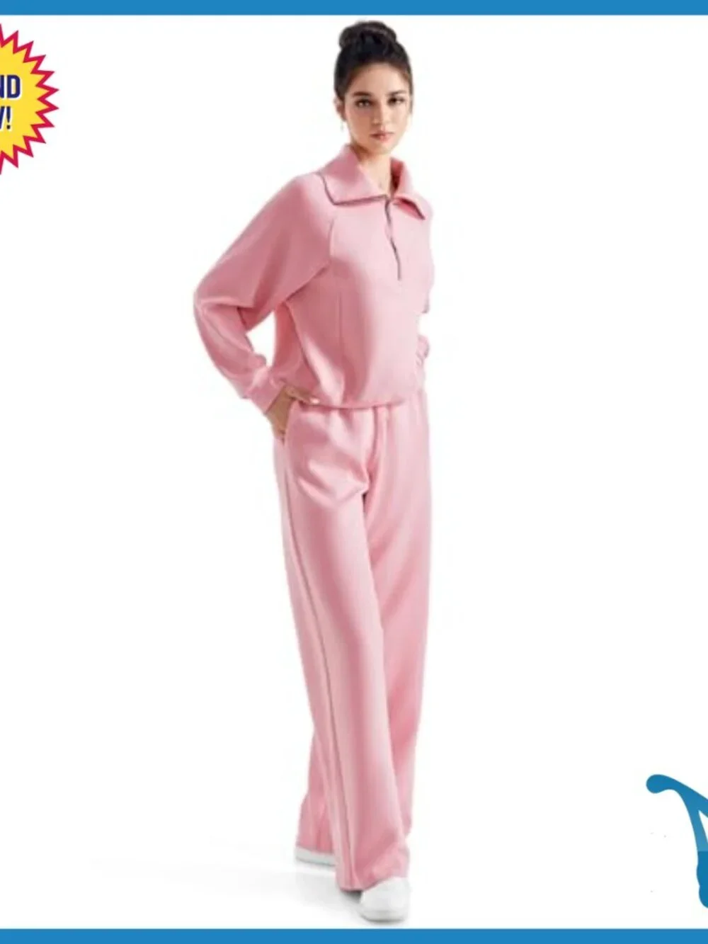 Modal Sweatsuit Set Wide Leg Pants Half Zip Sweatshirt Loungewear